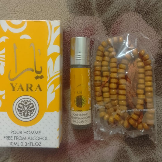 Yara Attar with Tasbeeh Gift – Alcohol-Free Fragrance 8ml, Multiple Colors